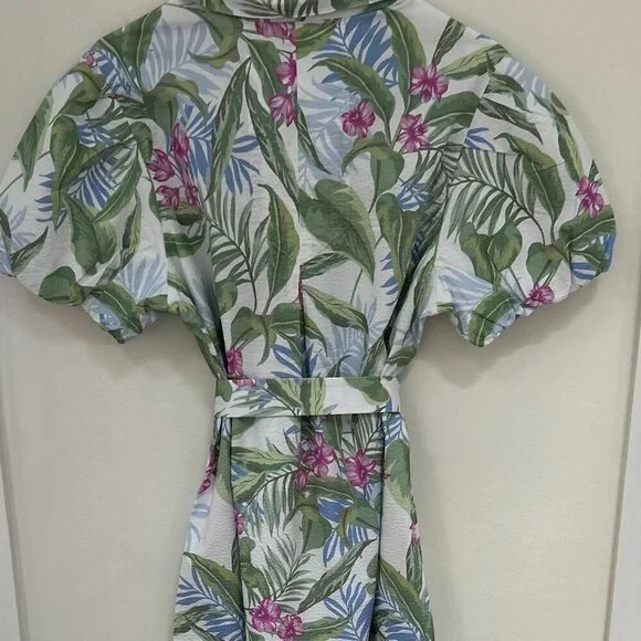 Tommy Bahama Gulf Shore Floral Belted Seersucker Dress Size L - Picture 8 of 10